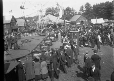 Midway at Valley Fair – 1906. Shows rides, Ferris Wheel.