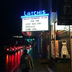 The Latchis Theater's marquee at night, 2014.