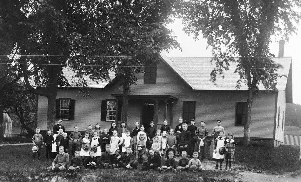 Centreville School and students, directly across Western Avenue from Centreville Store. Today, Phoenix House. (BHS Photo Collection, 1889)
