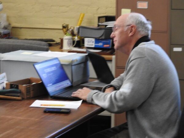 Joe Rivers in research room 
